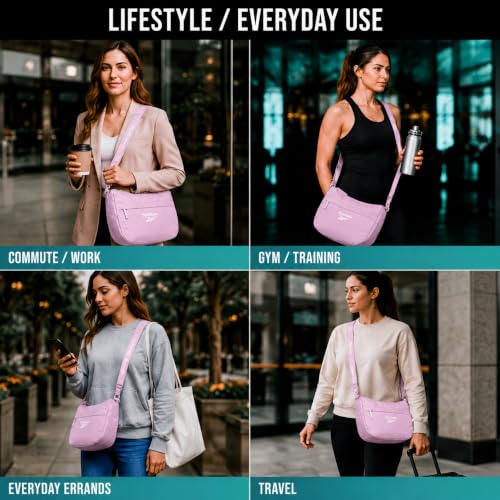 Image of Reebok Womens Crossbody Bag - Lightweight Stylish Nylon Quilted and Non-Quilted Everyday Crossbody Sling Bags for Women