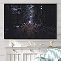 Framed Canvas Wall Art Rustic Woods Brown Dark Dramatic Forest Group Nature Photography Realism - 16x24 inches