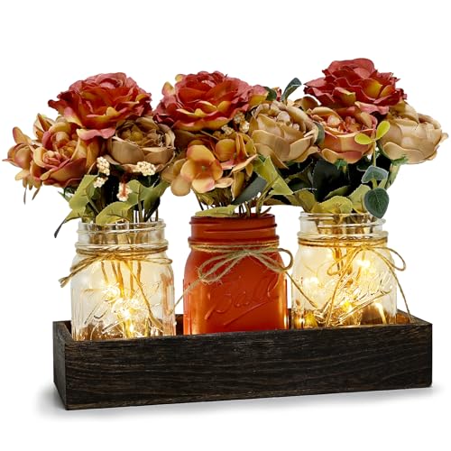 Nagobi Mason Jar Centerpiece Table Decor for Dining Room Fall