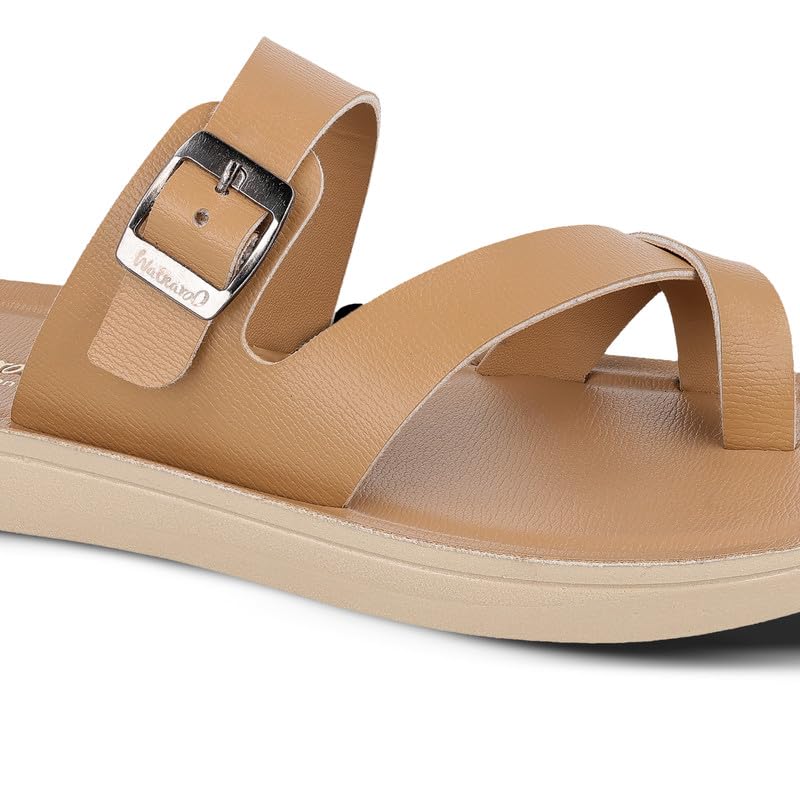 Image of WALKAROO Women Comfort Sandals|Adjustable Buckle Strap, Toe Loop Design, Soft Footbed, Lightweight Platform Sole|Casual Flats for office,Travel & all day use| WLR72048