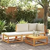 IKAYAA Conjunto Jardín Madera, Negro y Crema 3 pzas