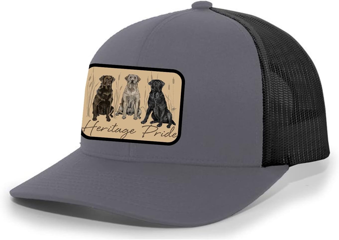Heritage Pride Canine Collection Three Labs Labrador Retriever Mens Embroidered Mesh Back Trucker Hat