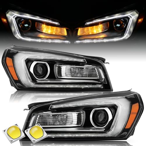 TUSDAR For 2013 2014 2015 2016 GMC Acadia Halogen Headlight Assembly 2017 Limited Projector LED Tube DRL Headlamps Pair Set Replacement Front Lamps Driver & Passenger Side NOT FIT HID