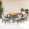 YITHOPI 7 Piece Patio Dining Set with Cushions Black Poly Rattan Versatile Lounge Furniture Outdoor Lounge Set Patio Furniture Sets Balcony Furniture Sets for patios, Gardens, Decks