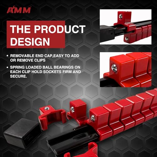 Image of AMM 9-Piece Socket Organizer, 1 /2, 3 /8 & 1 /4 inch Drive ABS Socket Holder, Heavy Duty Socket Racks