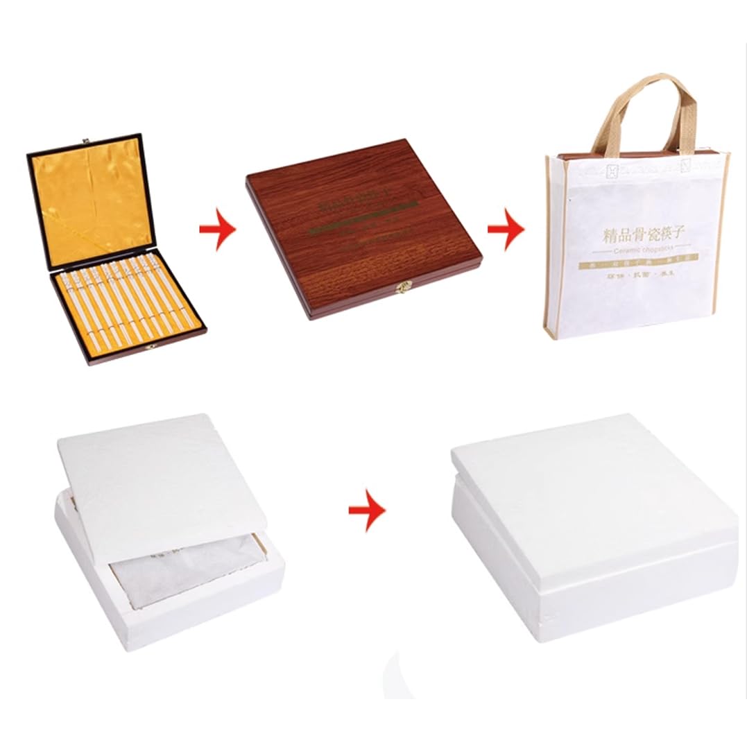 ZHOUXIAO Chopsticks De Porcelana Blanca, Juego De Regalos Reutilizables con Estuche, Palillos De Cerámica De Porcelana De Huesos, Palitos Chinos Coreanos Palitos 4Pairs
