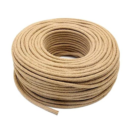 GreenSun - Cable de iluminación LED, cable de cuerda, 2 x 0,75 mm, cables eléctricos de cáñamo textil, trenzado de lino, para electrodomésticos, accesorios de lámpara de bricolaje