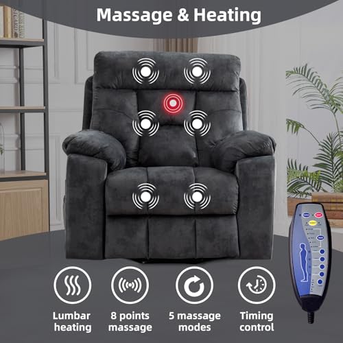 Image of CANMOV Large Power Lift Recliner Chair with Massage and Heat for Elderly Big and Tall People, Overstuffed Wide Recliners with 2 Cup Holders, Side Pocket and USB Port, Grey