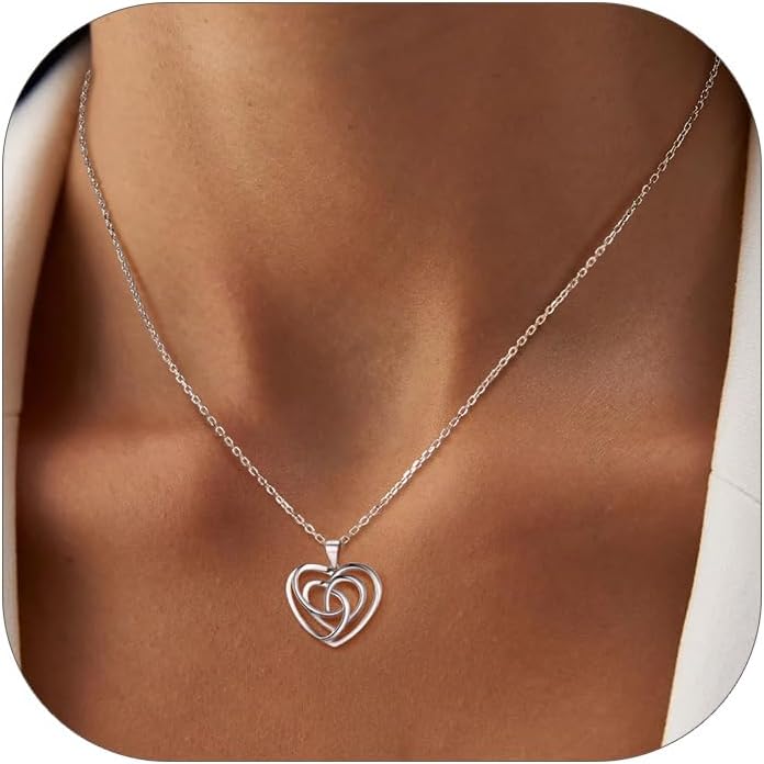 Sterling Silver Necklace for Women - Heart Celtic Cross Motherhood Triquetra Knot Pendant with Adjustable Chain - Celtic Infinity Love Jewellery with Gift Box