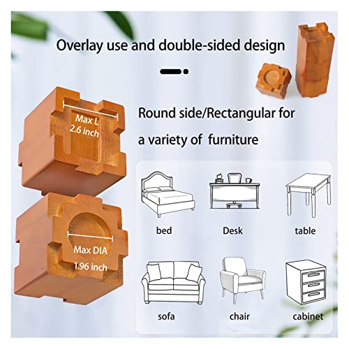 Kasiden Wood Bed Risers, Stackable Furniture Risers-Heights 3 Or 6 Inch Heavy Duty Risers For Sofa, Table, Couch Chair (Set Of 4 Riser, Brown) #TOP1