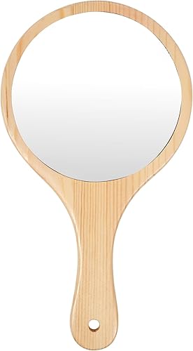 YCHMIR Espejo de viaje de mano para mujer marco de madera maciza espejo de mano cuadrado de 6 x 112 pulgadas