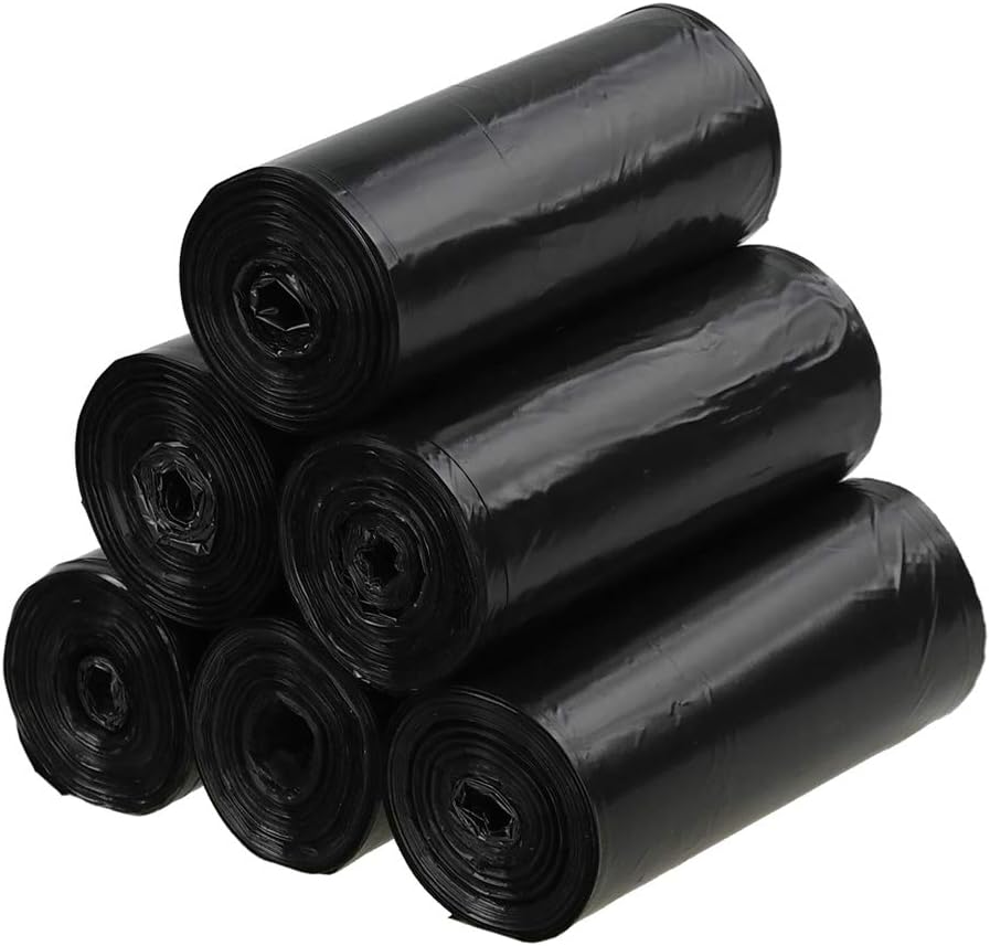 Ramddy 7 Gallon Medium Trash Bags, Black Bin Liners, 6 Rolls/150 Counts