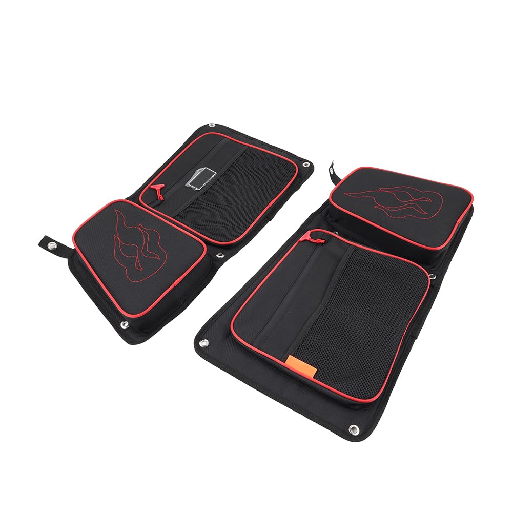 CNxinn10 2 pcs Knee Pad Rear Door Bags Nylon Black+Red For Polaris RZR XP4 1000 4 Door 2014-2023