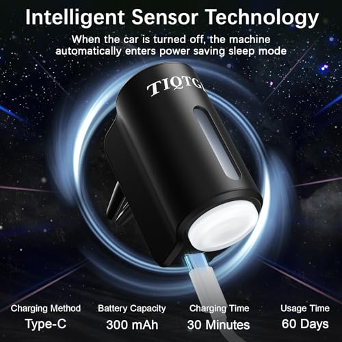 Image of Smart Car Air Freshener, Car Air Freshener Diffuser with 3 Adjustable Modes, Rechargeable Aromatizante para Carro with 8pcs Essential Oil, Long-Lasting, Black
