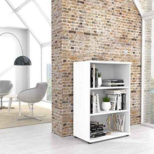 Profi Bücherregal 3OH Regal Standregal Holzregal Wandregal Schrank Büro Weiß Cover
