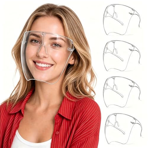 4 Pack Anti-Fog Clear Face Shields with Glasses