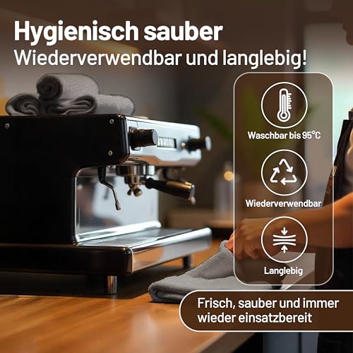 GLANZFAKTOR Barista Tuch Set (2) - Hochwertige Barista Tücher & Barista Lappen (38x38 cm) – Waschbares Barista Handtuch für Barista Kaffee, Espresso & Reinigung – Perfekt für Barista zubehör