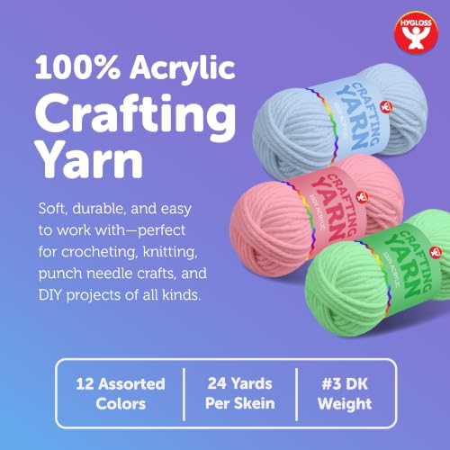 Image of Hygloss Pastel Acrylic Yarn for Crocheting & Hand Knitting - Set of 24