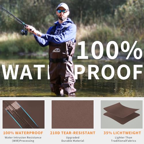 Image of Fishing Waders for Men & Women, Waterproof 2-Ply Nylon /PVC Chest Wader with Boots for Outdoor Sizes 4-13 Bootfoot