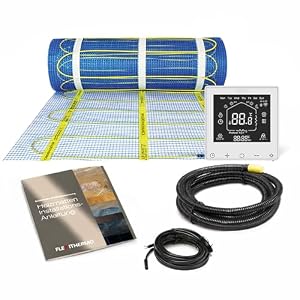 Flexithermo™ Standart kit suelo radiante eléctrico, calefacción por suelo radiante I suelo calefactable incl. termostato digital con programa semanal, potencia calorífica 150 W/m² (10,0m x 0,5m; 5m²)