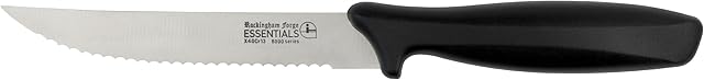 Rockingham Forge RF Essential nóż do pomidorów ze szlifem falistym ze stali nierdzewnej ostrze 13 cm z czarnym uchwytem POM, czarny, nóż do owoców i warzyw