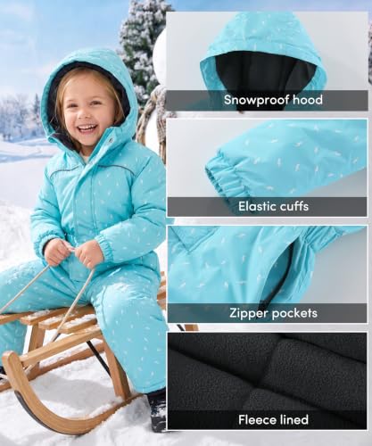 Image of Hiheart Boys Girls One Piece Snowsuit Waterproof Ski Snowboard Coverall