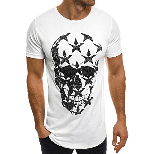 DOGZI Camiseta para Hombre,Cráneo Estampado Camisetas Manga Corta O-Cuello Verano Pull-Over Casual Sportswear
