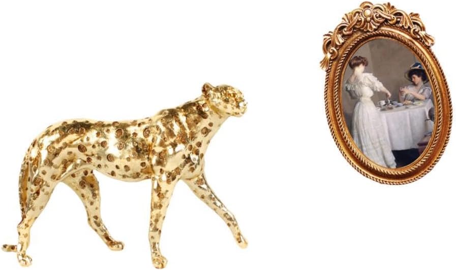 Sculpture Ornament and Ornate Resin Photo Frame Decorative Tabletop Centerpiece for Office Home Bedroom Gift Display Stand