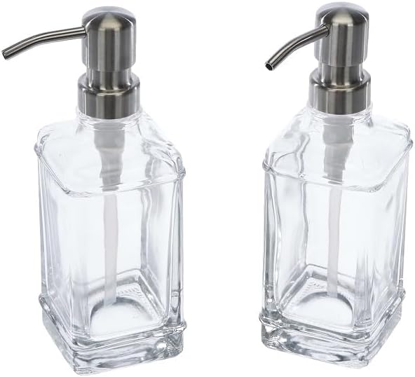 NICEWAT 2 Dispenser di Sapone in Vetro, 330ml Dispenser di Sapone Nero