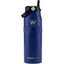 32 oz Insulated Water Bottle with Straw, Leakproof Stainless Steel Bottle with Handle, Non-Slip Silicone Sleeve, Internal Markings, Dishwasher Safe for Travel, Gym, Sports, Dark Blue