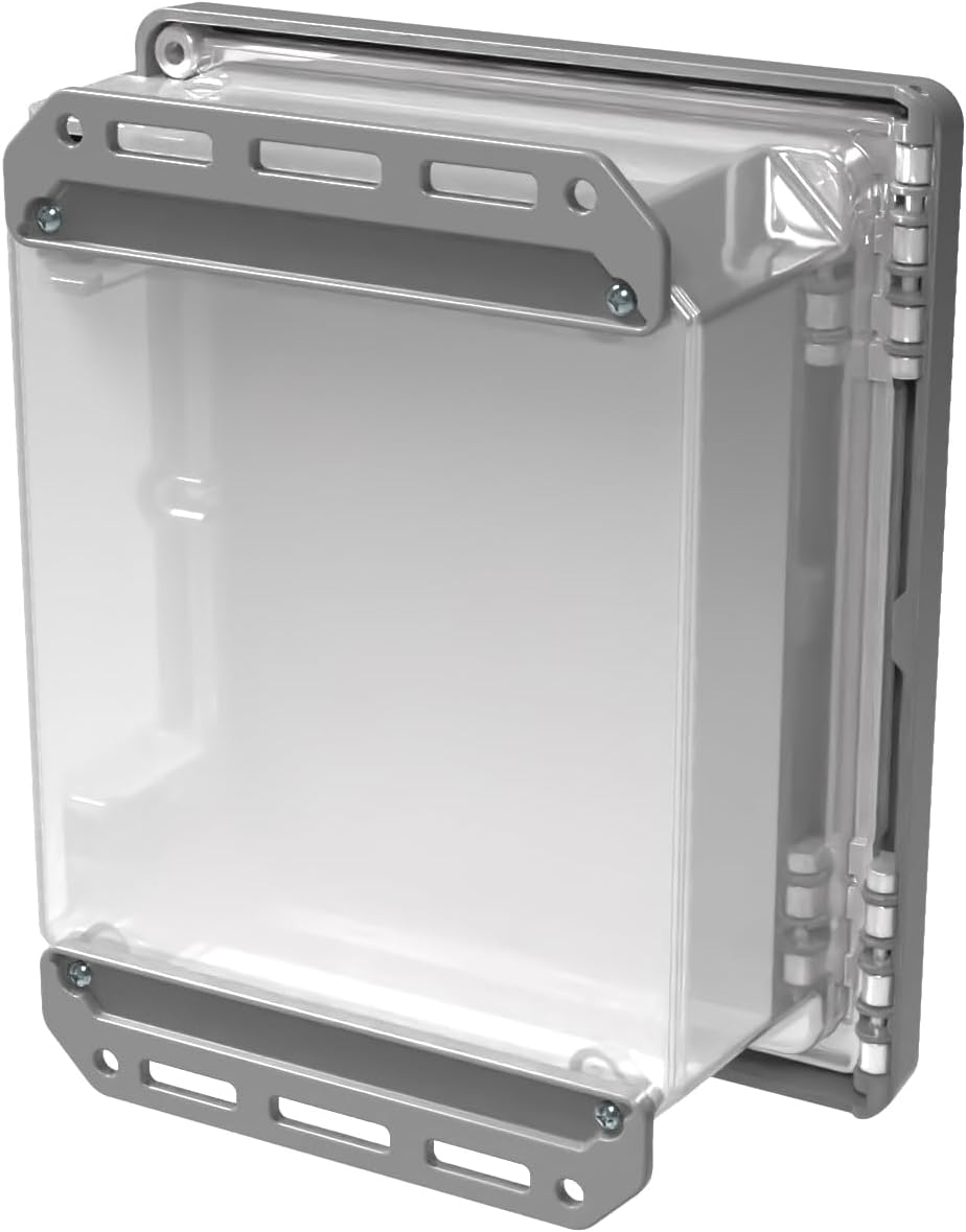 Serpac I342HL,TGBC (11.75 x 9.98 x 5.45 in) Gray/Clear UL 508A Polycarbonate IP67 Waterproof Plastic Cabinet Project Junction Box Enclosure with Hinged Top Door and Plastic Rustproof Latchs