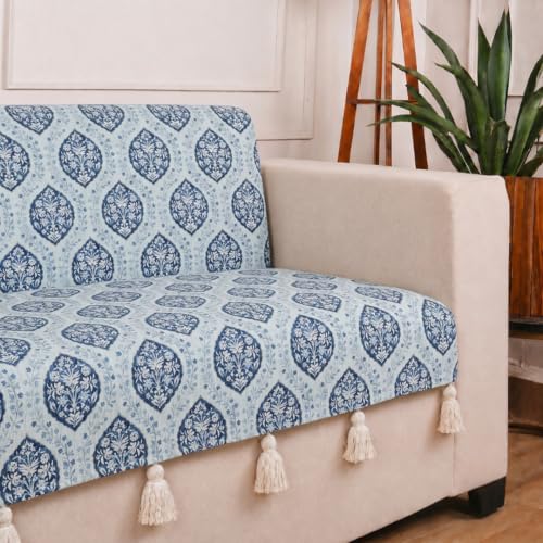 Image of STITCHNEST 'Eden Weaves Collection Series' 3 Seater Sofa Cover - Full Coverage| Elegant Woven Fabric, Decorative Tassels, Washable & Durable for Modern Living