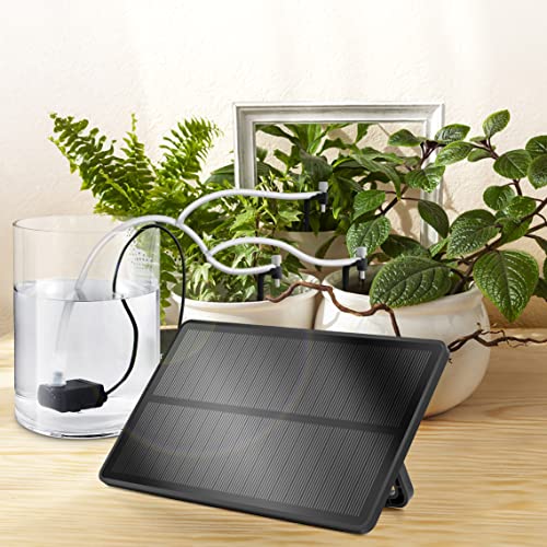 Micro Automatic Drip Irrigation Kit,Solar Power Rechargeable Plant Self Watering System With Timer,Easy Diy Vacation Plant Waterer For Indoor&Outdoor Potted Plant (15~270 Day Duration,Solar Power,Easy To Use,Black) #TOP7