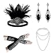 1920s Accessories Headband Necklace Gloves Cigarette Holder Flapper Costume Accessories Set for Women(1111da)