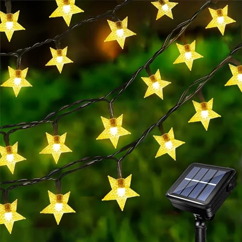 Acxilexy 100LED 12M Guirlande Lumineuse Étoiles Extérieure Solaire, Étanche Luminaires Étoile Solaire avec 8 Modes, Guirlande Lumineuse Étoile pour Fête...