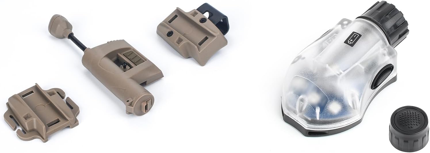 Tactical Helmet Light with 2 Helmet Lamp Mounts + Helmet Signal Light with IR Strobe + 5-Speed Blue LED Strobe