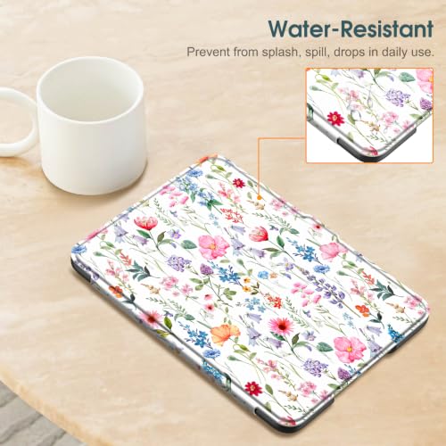 Image of Fintie Slim Case for 7 inch Kindle Paperwhite 12th Gen 2024 & Kindle Colorsoft | Lightweight PU Leather Hard Back Shell Cover, Magnetic Closure, Auto Wake /Sleep, for Kindle Paperwhite 2024, Flower Fantasy