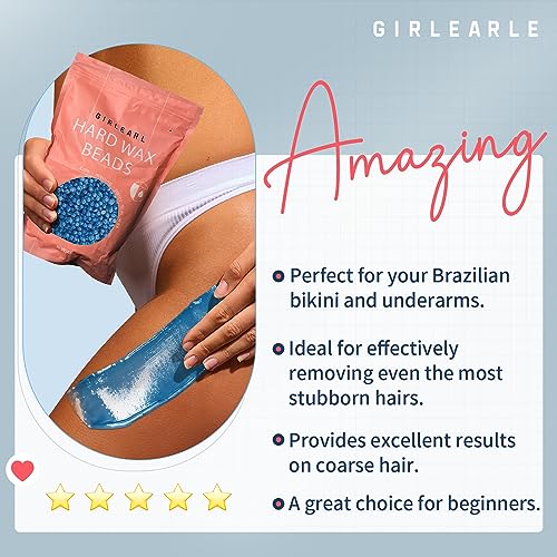Image of GIRLEARLE Hard Wax Beads, 1lb Wax Beans for Hair Removal, Hard Wax for Women Sensitive Skin at Home, Wax Refill Perfect for Brazilian Bikini, Eyebrow, Legs, Facial and Full Body with Chamomile Formula