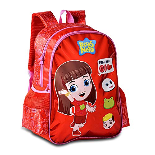 Mochila de Costas, Clio, Gi Neto, Holográfica Vermelha, Grande