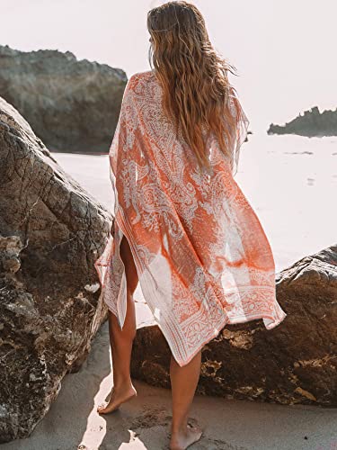 Image of Breezy Lane Women's Kimono Cardigan Summer Swimsuit Coverups Beach Cover Up with Floral Print for Vacation