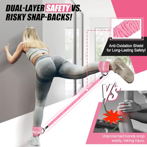 KUZARO Resistance Bands Set with Ankle Straps, Legs and Glutes Workout Equipment, Ankle Weights Bands for Women, Booty Exercise Equipment for Kickbacks and Hip Training, Home Gym Fitness Equipment