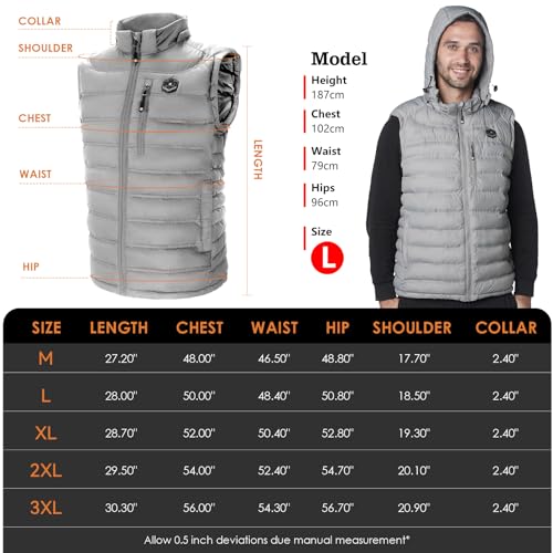 Image of Heated Vest for Men with Detachable Heated Hood, Electric Vest for Men with Battery Pack Included