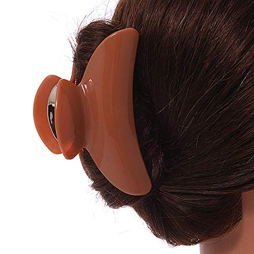 Pinza de pelo efecto mármol marrón de 9 cm ideal para peinados diarios 4