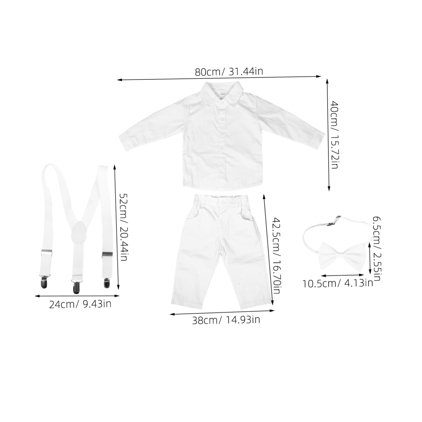 de Manga Larga con Pajarita y Tirantes Pantalones para Ropa de Boda y Celebraciones