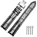 Produktbild MUENShop Uhrenarmband mit faltschließe Leder Schnellverschluss Echtleder Armband für 18mm-24mm Schwarz Braun Blau Grün Kalbsleder Ersatz für Herren/Damen