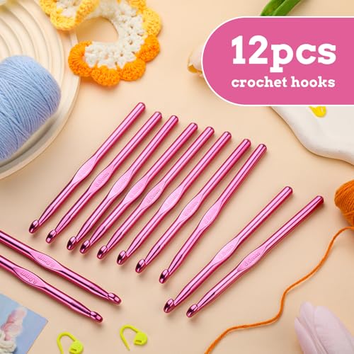 Image of UzecPk 12Pcs Size L / 8.0mm Aluminum Crochet Hooks Crochet Needles | Metal Crochet Hook, Ergonomic Crochet Hook Bulk Crochet Needle for Crocheting Yarn Knitting Scarf Hat