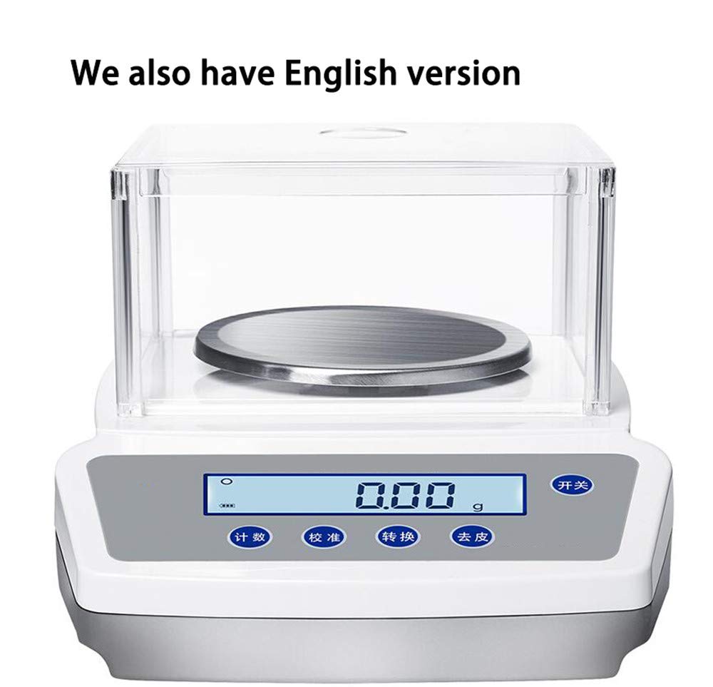 Balance de laboratoire numérique de haute précision 0,01 g Balance de laboratoire électronique analytique de précision pour laboratoires Bijoux Or (prise 220 V UE/Royaume-Uni/AU, 50 Hz, MAX 600 g/0,