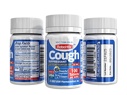 Robohbr Cough Suppressant, Dextromethorphan Hbr 30 Mg, 100 Tablets, 100 Doses #TOP7