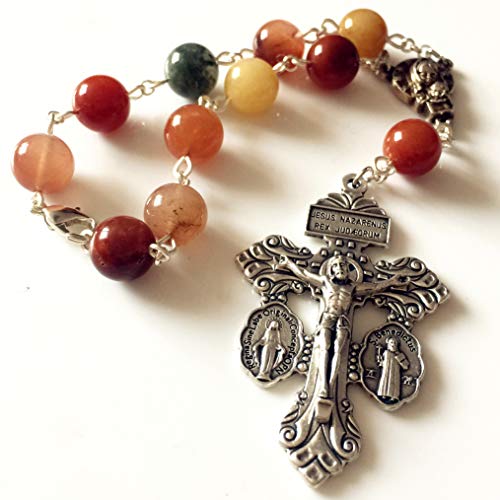 Alternative view of elegantmedical HANDMADE rosary Rutilated Quartz crystal bead one decade rosary bracelet cross Gift