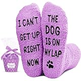 HAPPYPOP Funny Socks for Mom Women - Dog Mom Gifts for Women, Birthday Mothers Day Gifts, Purple Fuzzy Dog Lover Socks